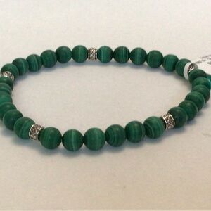 EFFY Sterling Silver Malachite Bead Bracelet NWT